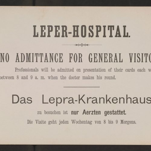 Poster about visits to the leprosy hospital. Regional State Archives of Bergen.