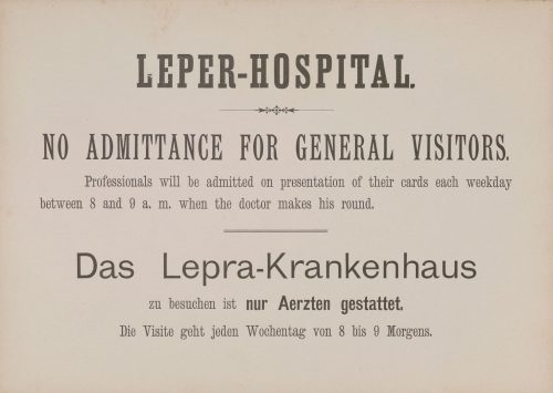 Poster about visits to the leprosy hospital. Regional State Archives of Bergen.