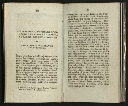 Welhaven's report on St. Jørgen's Hospital in 1816. © Image courtesy of the Hagströmer Medico-Historical Library, Karolinska Institutet.